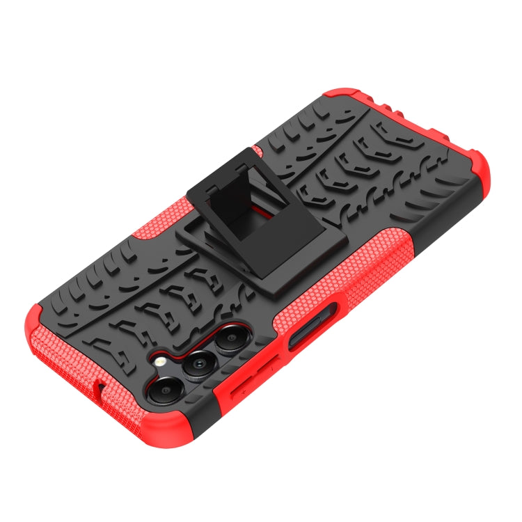 For Samsung Galaxy A15 Tire Texture TPU + PC Phone Case with Holder(Red) by buy2fix