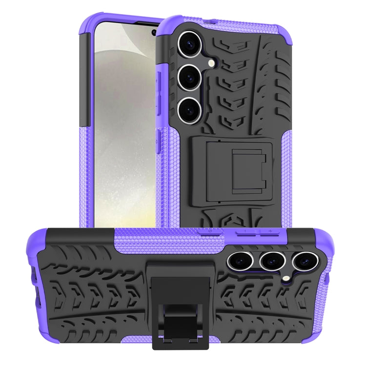 For Samsung Galaxy S24+ Tire Texture TPU + PC Phone Case with Holder(Purple) - Galaxy S24+ 5G Cases by buy2fix | Online Shopping UK | buy2fix