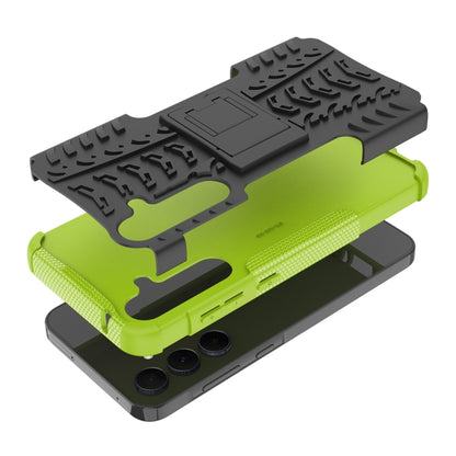 For Samsung Galaxy A35 5G Tire Texture TPU + PC Phone Case with Holder(Green) by buy2fix