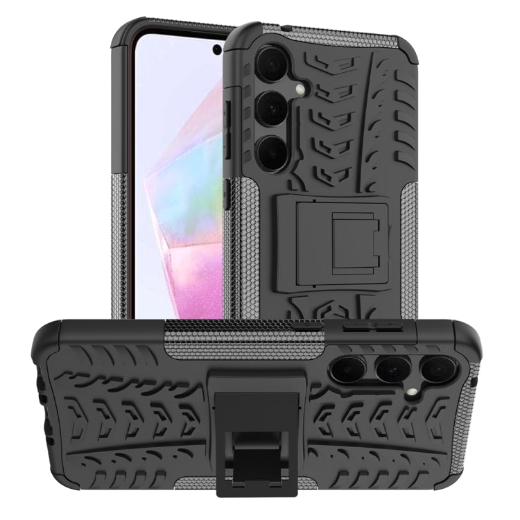 For Samsung Galaxy A35 5G Tire Texture TPU + PC Phone Case with Holder(Black) by buy2fix