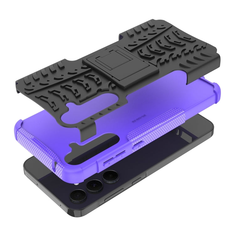 For Samsung Galaxy A35 5G Tire Texture TPU + PC Phone Case with Holder(Purple) by buy2fix