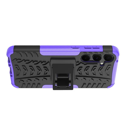 For Samsung Galaxy A35 5G Tire Texture TPU + PC Phone Case with Holder(Purple) by buy2fix