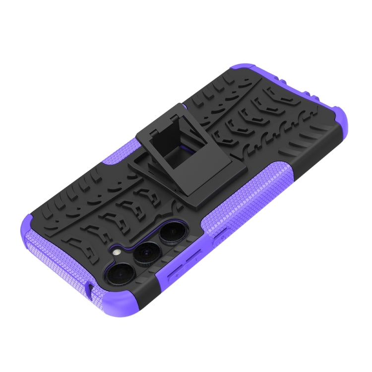 For Samsung Galaxy A35 5G Tire Texture TPU + PC Phone Case with Holder(Purple) by buy2fix