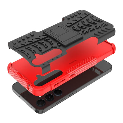 For Samsung Galaxy A35 5G Tire Texture TPU + PC Phone Case with Holder(Red) by buy2fix