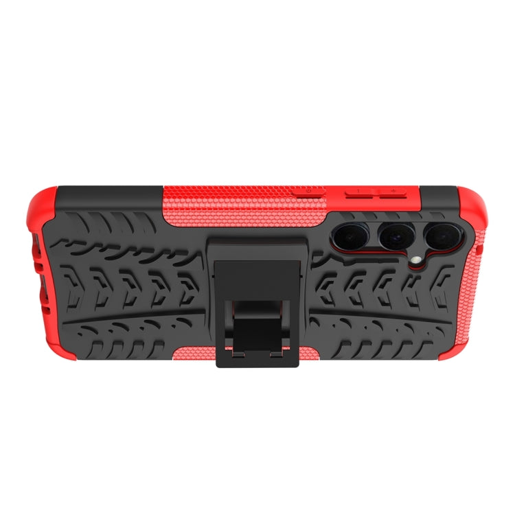 For Samsung Galaxy A35 5G Tire Texture TPU + PC Phone Case with Holder(Red) by buy2fix