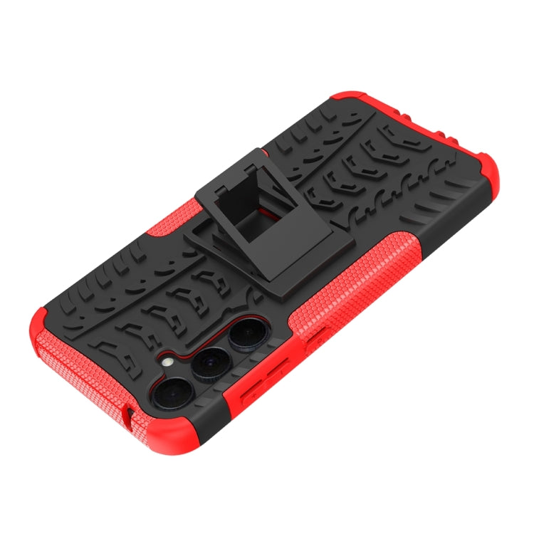 For Samsung Galaxy A35 5G Tire Texture TPU + PC Phone Case with Holder(Red) by buy2fix