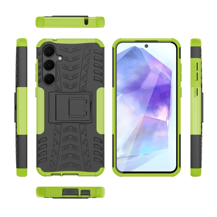 For Samsung Galaxy A55 Tire Texture TPU + PC Phone Case with Holder(Green) by buy2fix