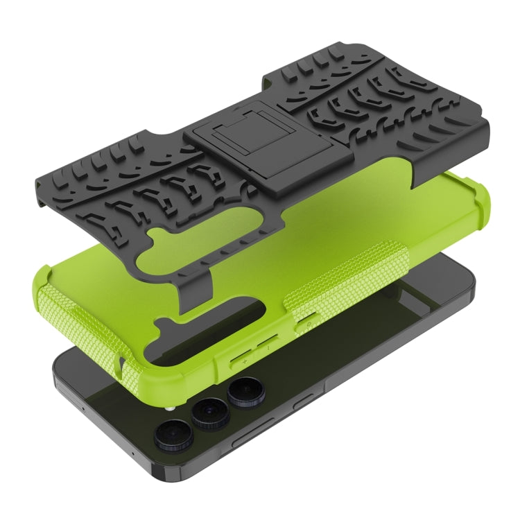 For Samsung Galaxy A55 Tire Texture TPU + PC Phone Case with Holder(Green) by buy2fix