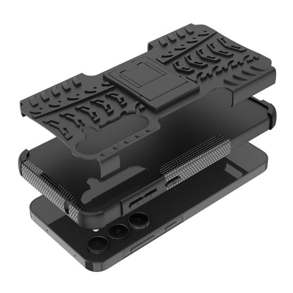 For Samsung Galaxy A55 Tire Texture TPU + PC Phone Case with Holder(Black) by buy2fix