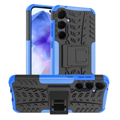 For Samsung Galaxy A55 Tire Texture TPU + PC Phone Case with Holder(Blue) by buy2fix