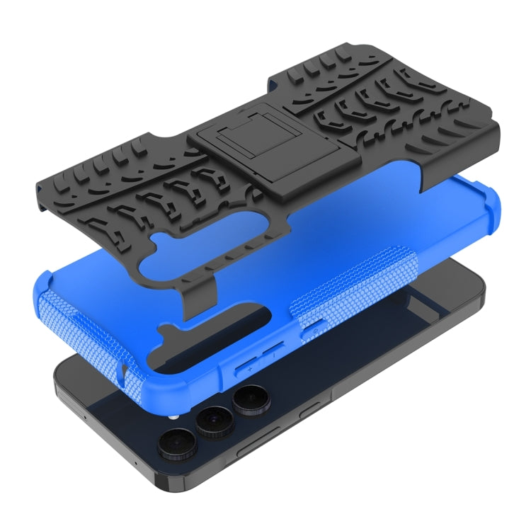 For Samsung Galaxy A55 Tire Texture TPU + PC Phone Case with Holder(Blue) by buy2fix