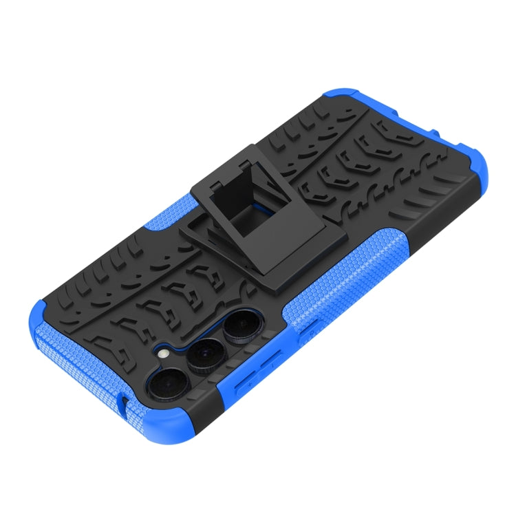 For Samsung Galaxy A55 Tire Texture TPU + PC Phone Case with Holder(Blue) by buy2fix
