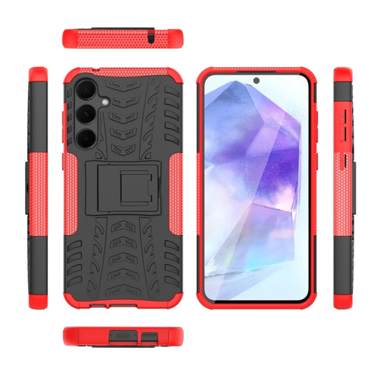 For Samsung Galaxy A55 Tire Texture TPU + PC Phone Case with Holder(Red) by buy2fix