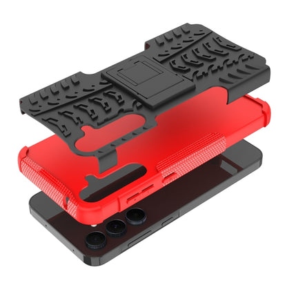 For Samsung Galaxy A55 Tire Texture TPU + PC Phone Case with Holder(Red) by buy2fix