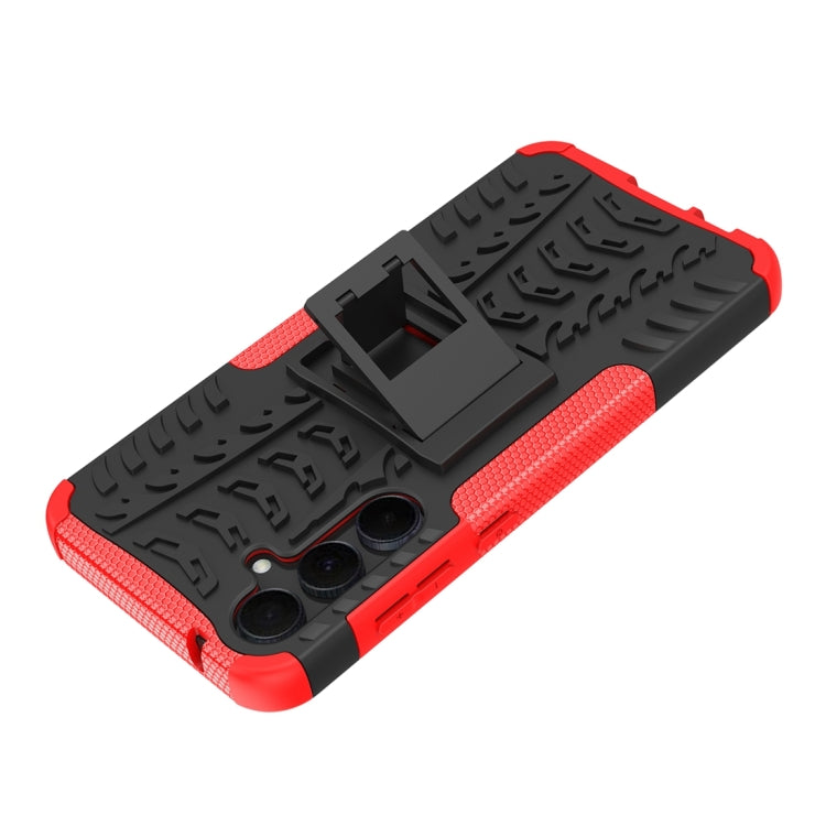 For Samsung Galaxy A55 Tire Texture TPU + PC Phone Case with Holder(Red) by buy2fix