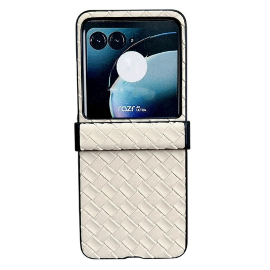 For Motorola Razr 40 Ultra Three-piece Set Woven Texture Folding PU Phone Case(Gold) by buy2fix