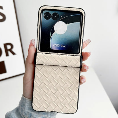 For Motorola Razr 40 Ultra Three-piece Set Woven Texture Folding PU Phone Case(Gold) by buy2fix