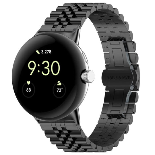 For Google Pixel Watch 5 / 4 / 3 / 2 / 1 41mm Seven Beads Stainless Steel Metal Watch Band(Black)
