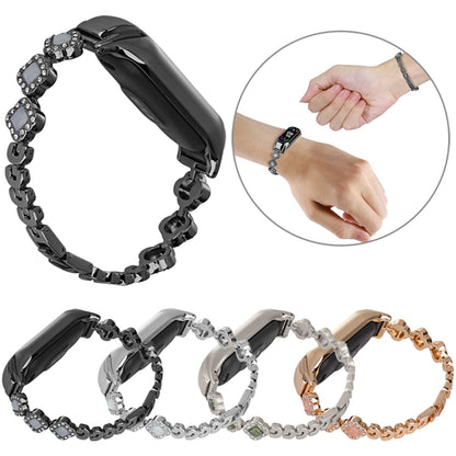 For Xiaomi Mi Band 8 Four-leaf Clover Diamond Metal Watch Band(Black) - Watch Bands by buy2fix | Online Shopping UK | buy2fix