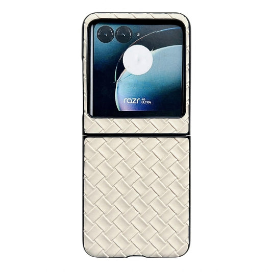 For Motorola Razr 40 Ultra Woven Texture Folding PU Phone Case(Gold) by buy2fix