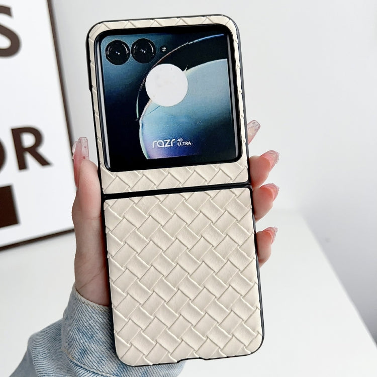 For Motorola Razr 40 Ultra Woven Texture Folding PU Phone Case(Gold) by buy2fix