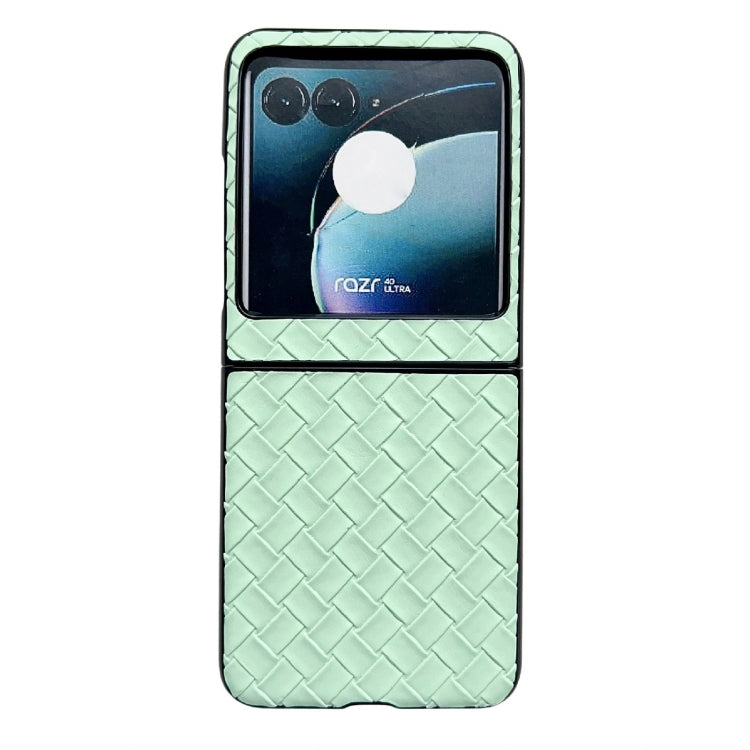 For Motorola Razr 40 Ultra Woven Texture Folding PU Phone Case(Green) - Motorola Cases by buy2fix | Online Shopping UK | buy2fix