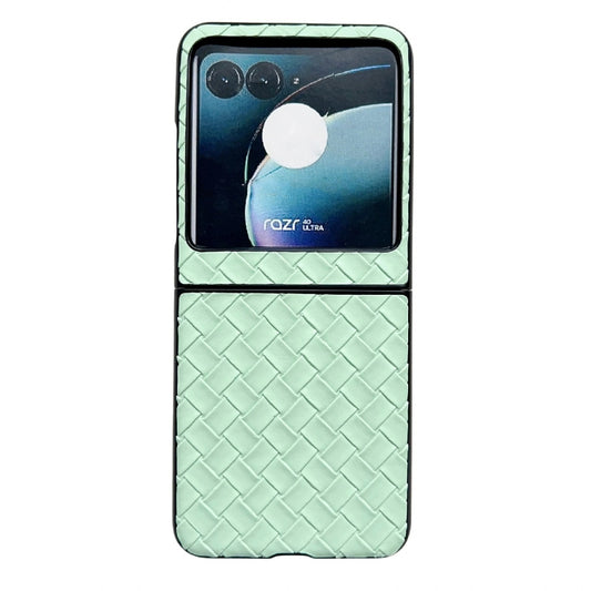 For Motorola Razr 40 Ultra Woven Texture Folding PU Phone Case(Green) - Motorola Cases by buy2fix | Online Shopping UK | buy2fix