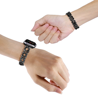 For Apple Watch SE 2023 44mm Hearts Crossed Diamond Metal Watch Band(Black) by buy2fix