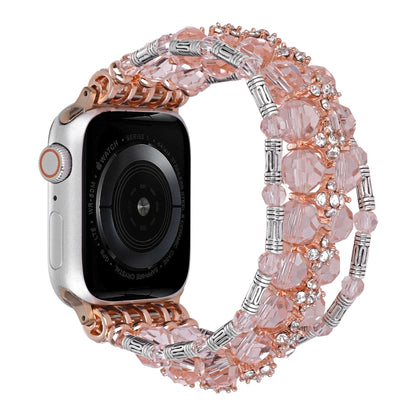 For Apple Watch SE 2023 44mm Beaded Diamond Bracelet Watch Band(Pink) by buy2fix