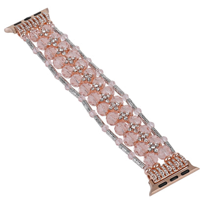 For Apple Watch SE 2023 44mm Beaded Diamond Bracelet Watch Band(Pink) by buy2fix