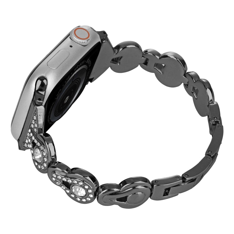 For Apple Watch SE 2023 44mm Gourd Diamond Metal Watch Band(Black) by buy2fix