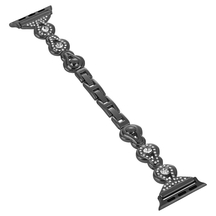 For Apple Watch SE 2023 44mm Gourd Diamond Metal Watch Band(Black) by buy2fix