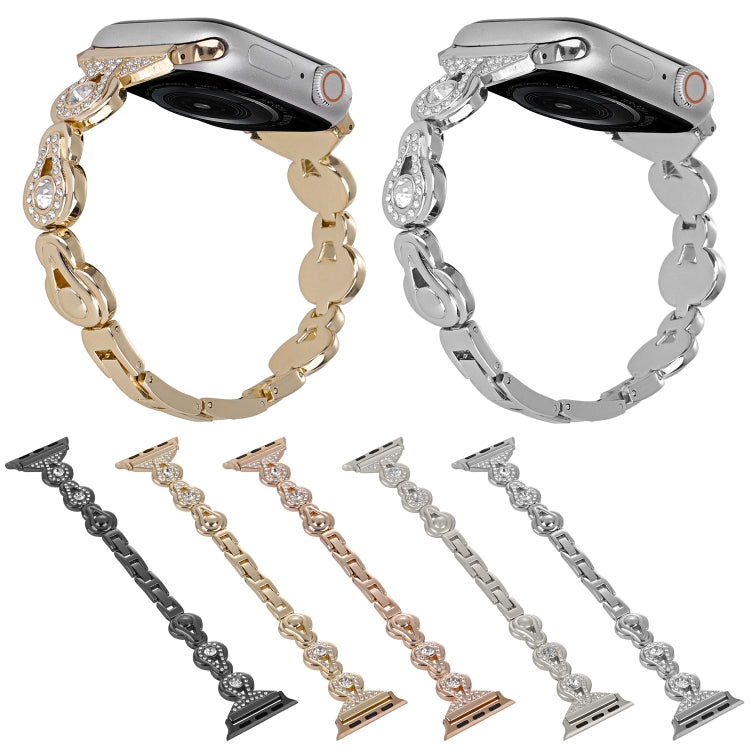 For Apple Watch SE 2023 44mm Gourd Diamond Metal Watch Band(Black) by buy2fix