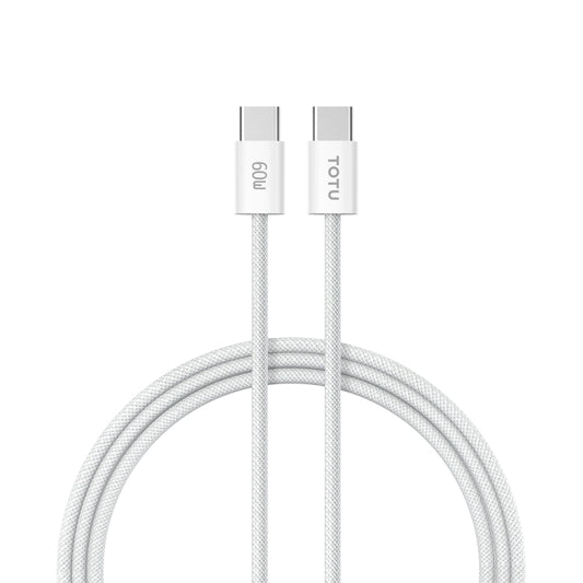 TOTU CB-10-CC 60W USB-C / Type-C to Type-C Silicone Braided Data Cable, Length:2m(White) - USB-C & Type-C Cable by TOTUDESIGN | Online Shopping UK | buy2fix