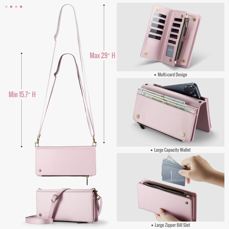 CaseMe ME10 Universal Wallet Phone Case with Lanyard(Pink) - Universal Leather Case by CaseMe | Online Shopping UK | buy2fix
