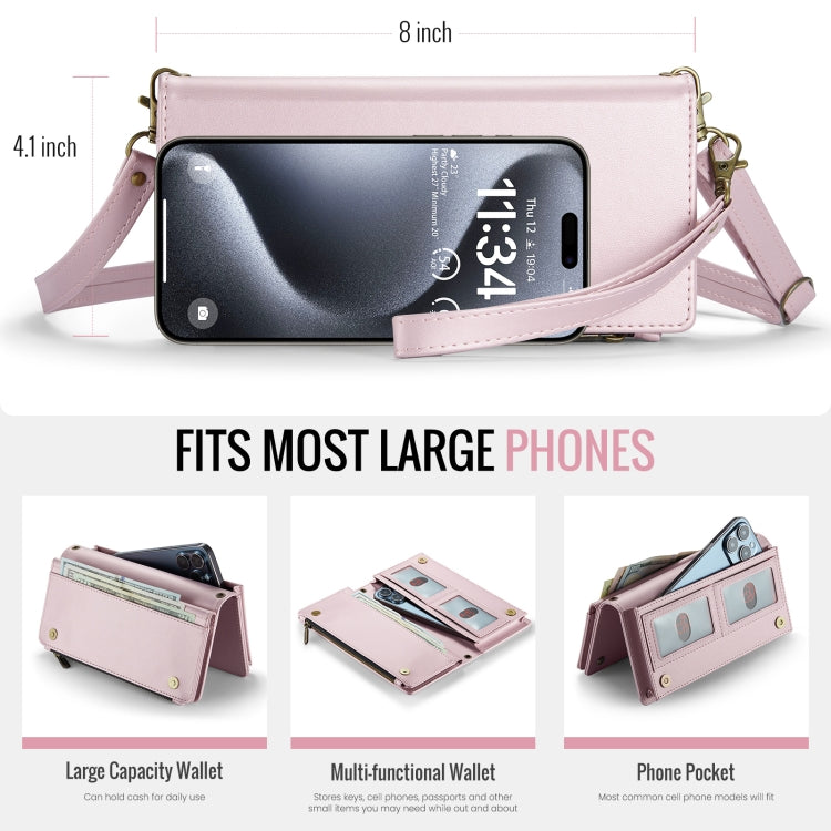 CaseMe ME10 Universal Wallet Phone Case with Lanyard(Pink) - Universal Leather Case by CaseMe | Online Shopping UK | buy2fix