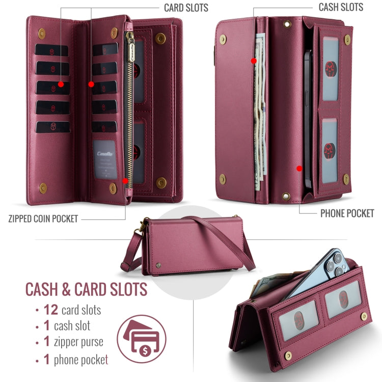 CaseMe ME10 Universal Wallet Phone Case with Lanyard(Wine Red) - Universal Leather Case by CaseMe | Online Shopping UK | buy2fix