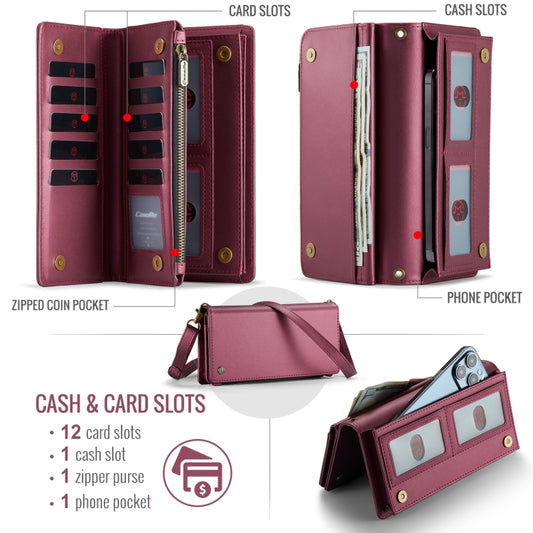 CaseMe ME10 Universal Wallet Phone Case with Lanyard(Wine Red) - Universal Leather Case by CaseMe | Online Shopping UK | buy2fix