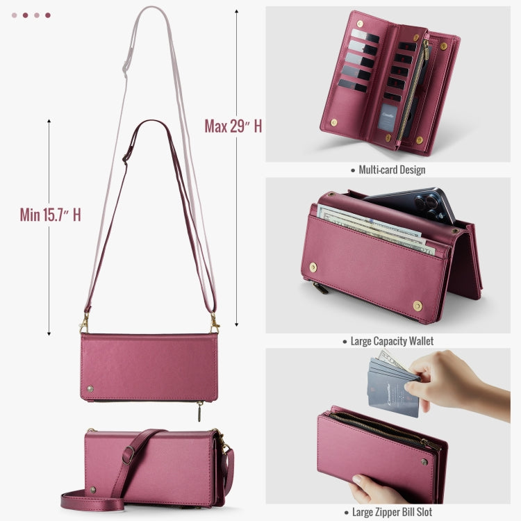 CaseMe ME10 Universal Wallet Phone Case with Lanyard(Wine Red) - Universal Leather Case by CaseMe | Online Shopping UK | buy2fix