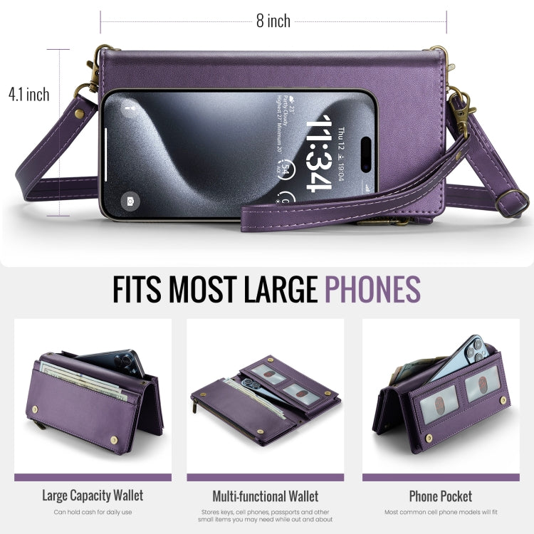 CaseMe ME10 Universal Wallet Phone Case with Lanyard(Purple) - Universal Leather Case by CaseMe | Online Shopping UK | buy2fix