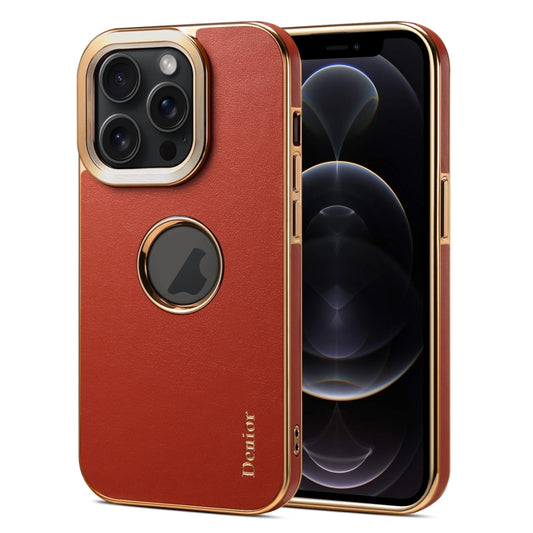 For iPhone 12 / 12 Pro Denior Fragrant Calf Texture Electroplating Phone Case(Maroon Red) - iPhone 12 / 12 Pro Cases by Denior | Online Shopping UK | buy2fix