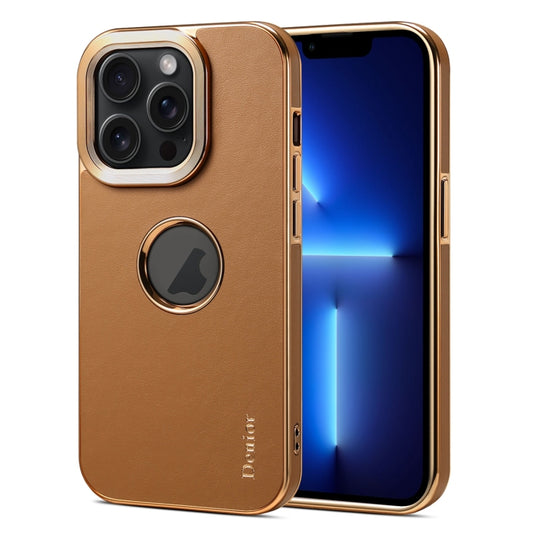 For iPhone 13 Pro Denior Fragrant Calf Texture Electroplating Phone Case(Khaki) - iPhone 13 Pro Cases by Denior | Online Shopping UK | buy2fix