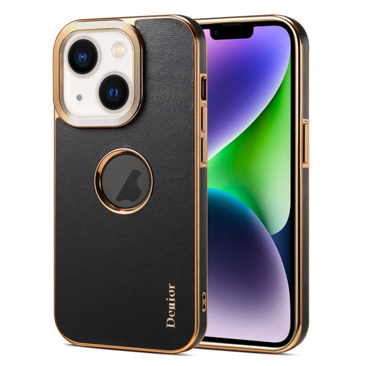 For iPhone 14 Plus Denior Fragrant Calf Texture Electroplating Phone Case(Black) - iPhone 14 Plus Cases by Denior | Online Shopping UK | buy2fix