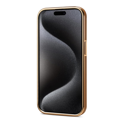 For iPhone 15 Denior Fragrant Calf Texture Electroplating Phone Case(Khaki) - iPhone 15 Cases by Denior | Online Shopping UK | buy2fix