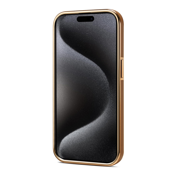 For iPhone 15 Pro Denior Fragrant Calf Texture Electroplating Phone Case(Khaki) - iPhone 15 Pro Cases by Denior | Online Shopping UK | buy2fix