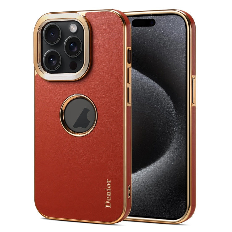 For iPhone 15 Pro Denior Fragrant Calf Texture Electroplating Phone Case(Maroon Red) - iPhone 15 Pro Cases by Denior | Online Shopping UK | buy2fix