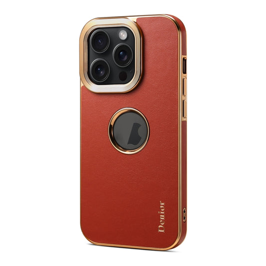For iPhone 15 Pro Denior Fragrant Calf Texture Electroplating Phone Case(Maroon Red) - iPhone 15 Pro Cases by Denior | Online Shopping UK | buy2fix