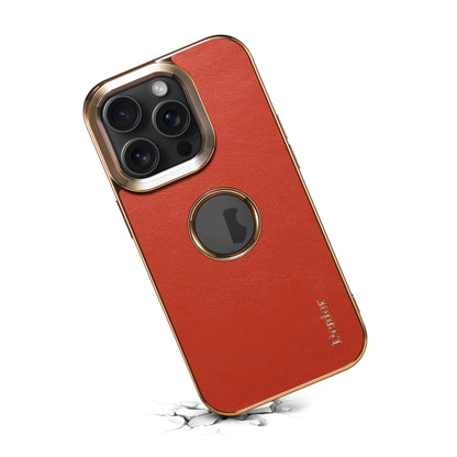 For iPhone 15 Pro Denior Fragrant Calf Texture Electroplating Phone Case(Maroon Red) - iPhone 15 Pro Cases by Denior | Online Shopping UK | buy2fix