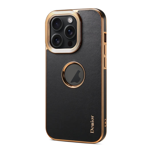 For iPhone 15 Pro Denior Fragrant Calf Texture Electroplating Phone Case(Black) - iPhone 15 Pro Cases by Denior | Online Shopping UK | buy2fix