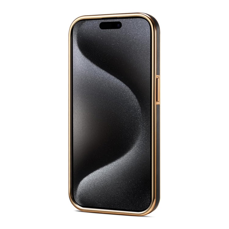 For iPhone 15 Pro Denior Fragrant Calf Texture Electroplating Phone Case(Black) - iPhone 15 Pro Cases by Denior | Online Shopping UK | buy2fix